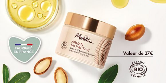 Crème liftante intensive Argan bio active, fabriquée en France, d'une valeur de 37€