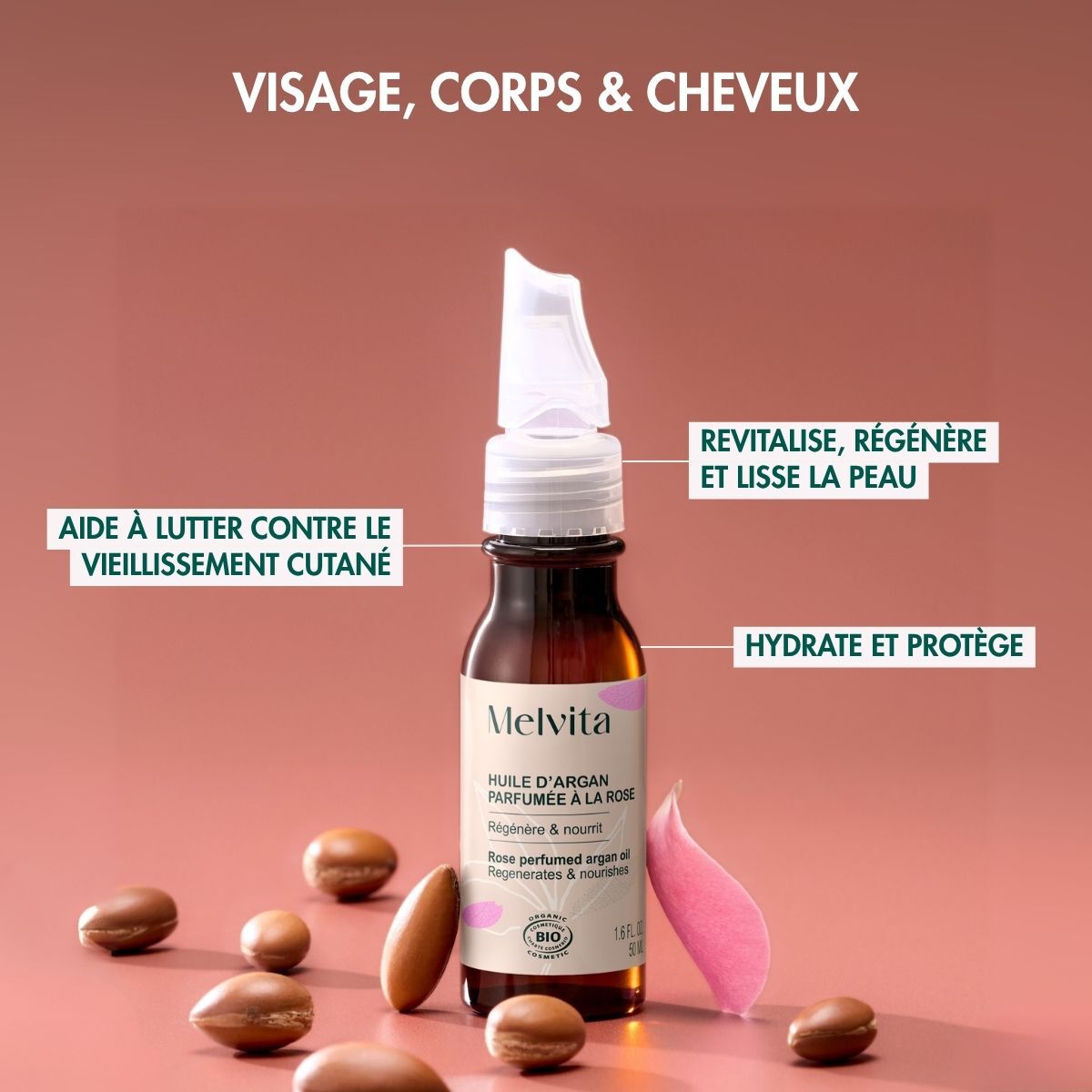 Huile d'Argan Parfumée à la Rose Bio | Melvita