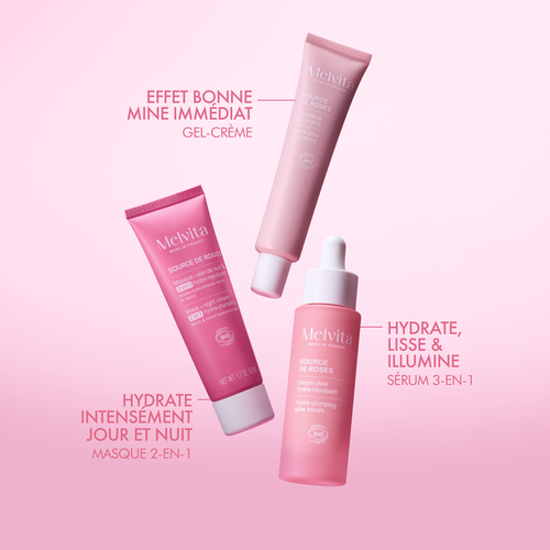 Masque 2-en-1 Hydra-Repulpant Sources de Roses | Melvita